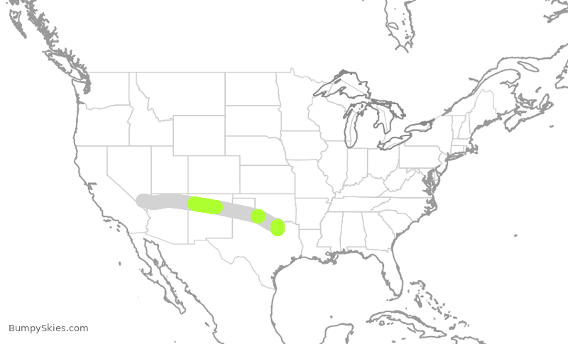 Turbulence forecast map for SWA284, LAS to DAL