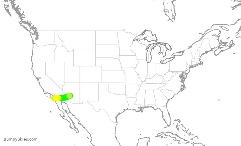Turbulence forecast map for SWA2850, PHX to SAN