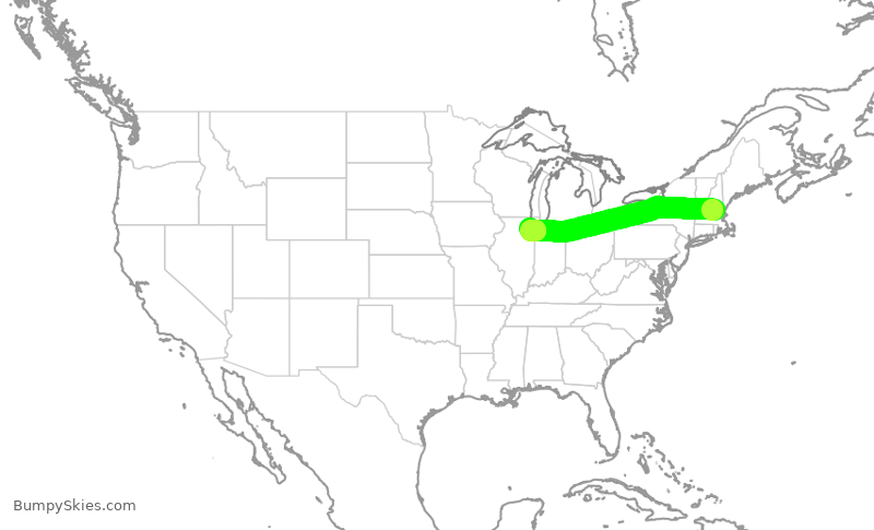 Turbulence forecast map for SWA2855, MHT to MDW