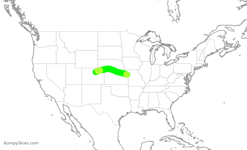 Turbulence forecast map for SWA2856, MCI to DEN