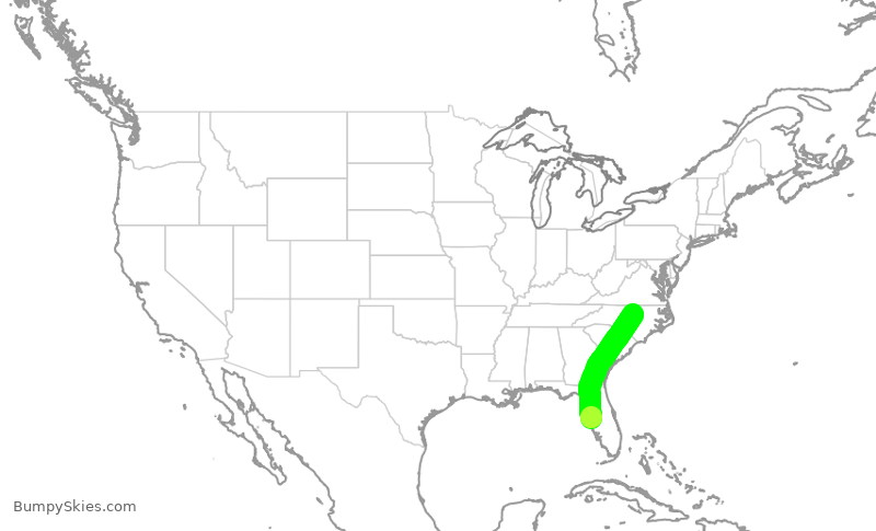 Turbulence forecast map for SWA2857, TPA to RDU