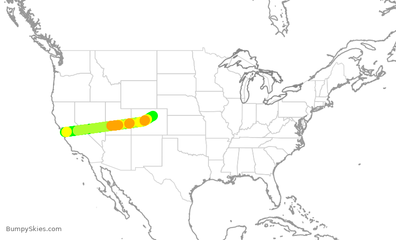 Turbulence forecast map for SWA2859, SJC to DEN
