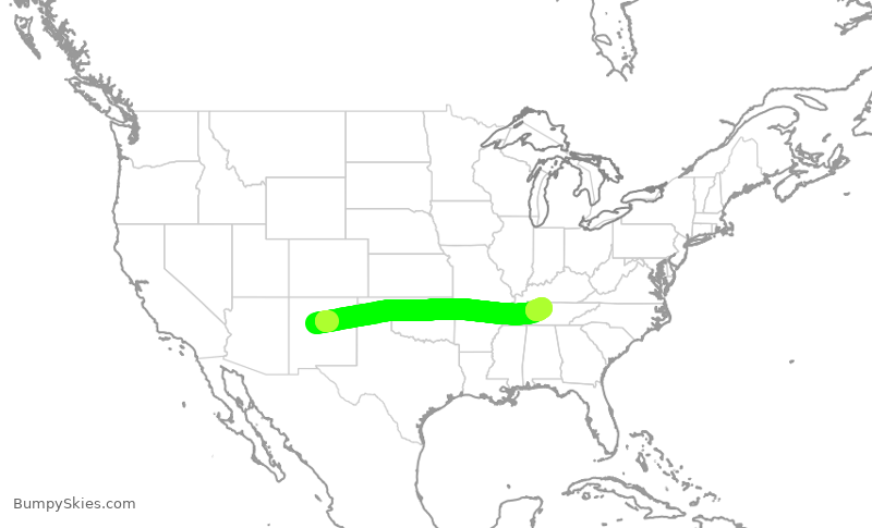 Turbulence forecast map for SWA285, ABQ to BNA