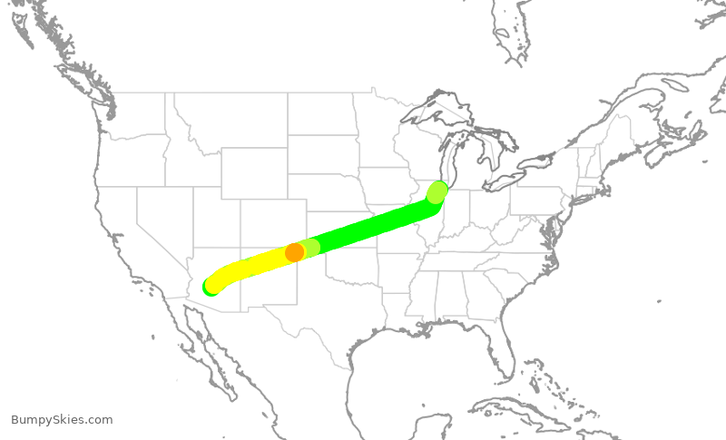 Turbulence forecast map for SWA2862, MDW to PHX