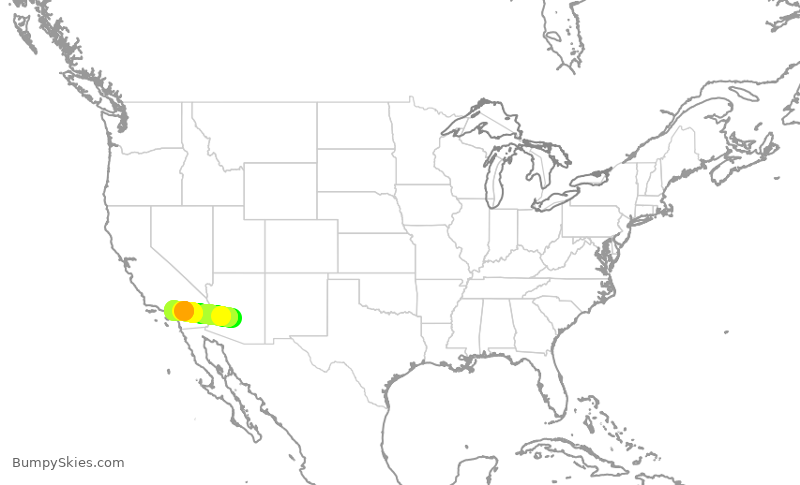 Turbulence forecast map for SWA2862, PHX to ONT