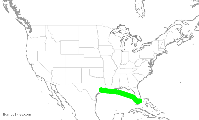 Turbulence forecast map for SWA2863, MIA to HOU