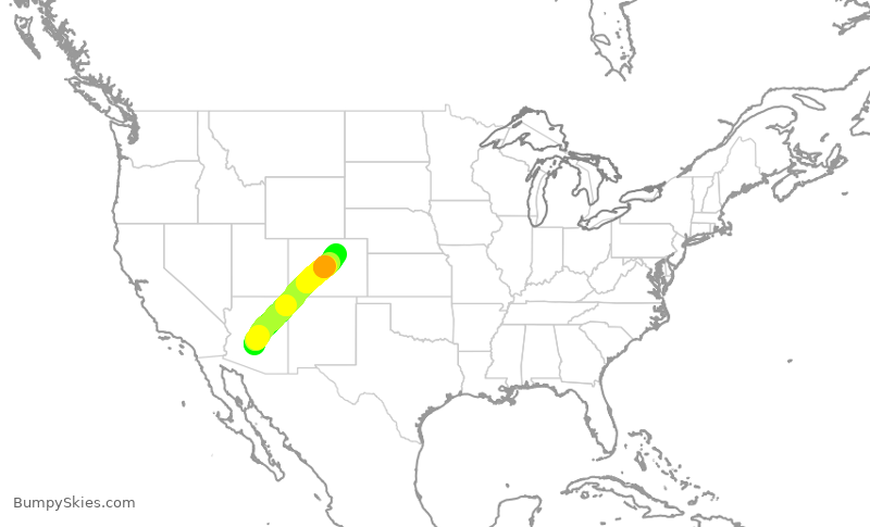 Turbulence forecast map for SWA2864, PHX to DEN