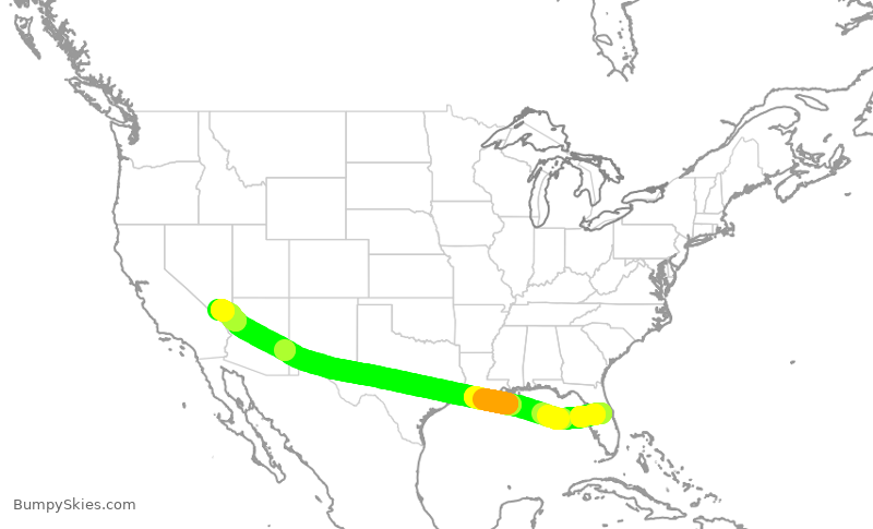 Turbulence forecast map for SWA2865, MCO to LAS