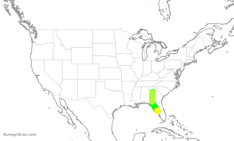 Turbulence forecast map for SWA286, ATL to TPA
