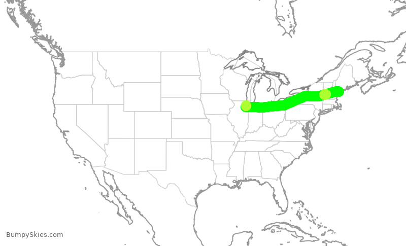 Turbulence forecast map for SWA2876, PWM to MDW