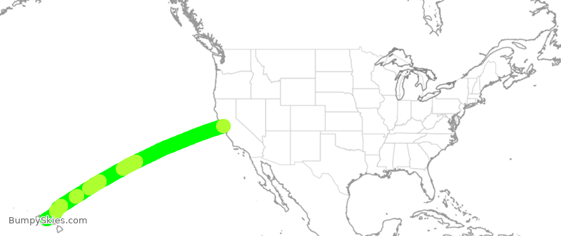 Turbulence forecast map for SWA2879, OAK to HNL