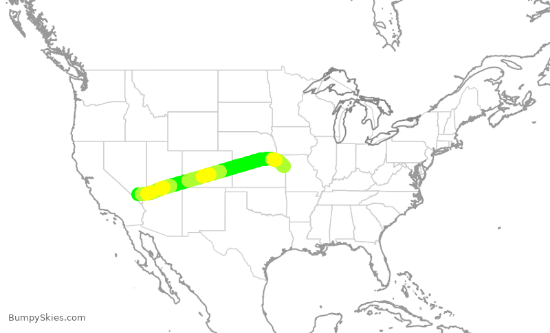Turbulence forecast map for SWA2880, LAS to MCI