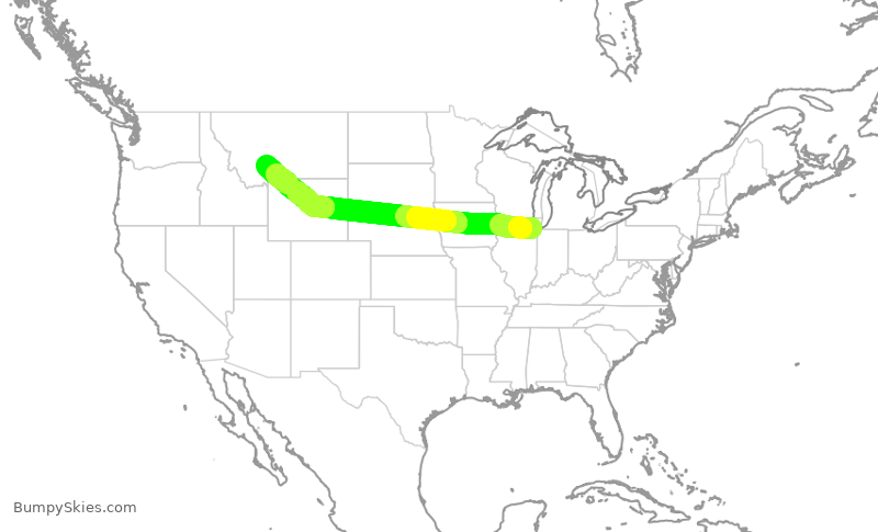 Turbulence forecast map for SWA2882, MDW to BZN