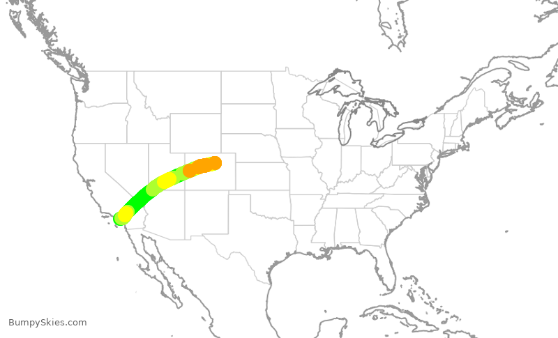 Turbulence forecast map for SWA2897, DEN to SNA