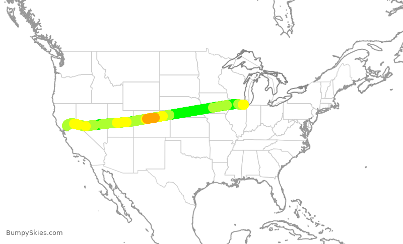 Turbulence forecast map for SWA2897, MDW to SMF