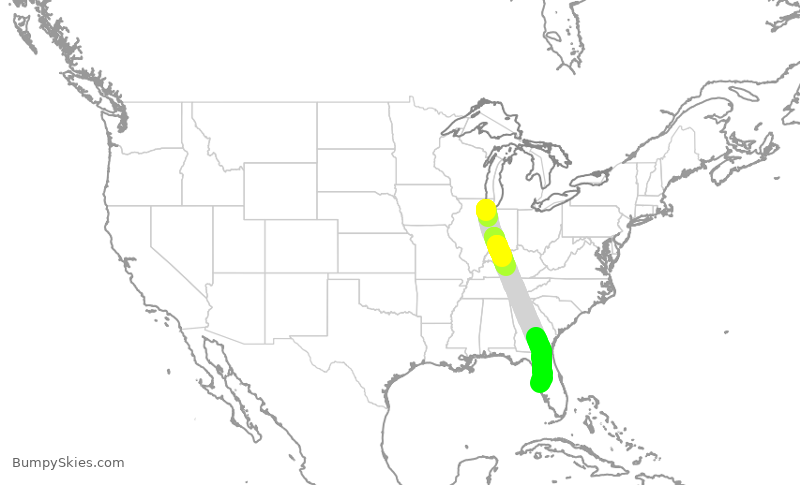 Turbulence forecast map for SWA2906, MDW to TPA