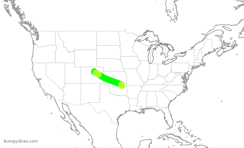 Turbulence forecast map for SWA2911, TUL to DEN