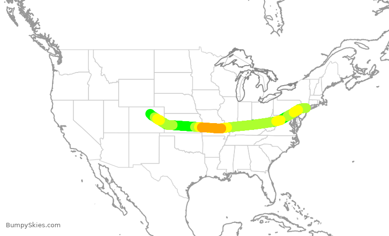 Turbulence forecast map for SWA2919, LGA to DEN