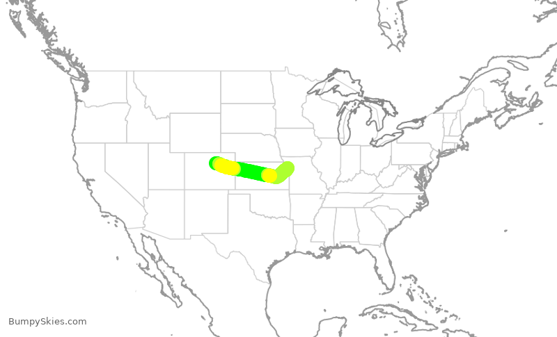 Turbulence forecast map for SWA2920, DEN to MCI