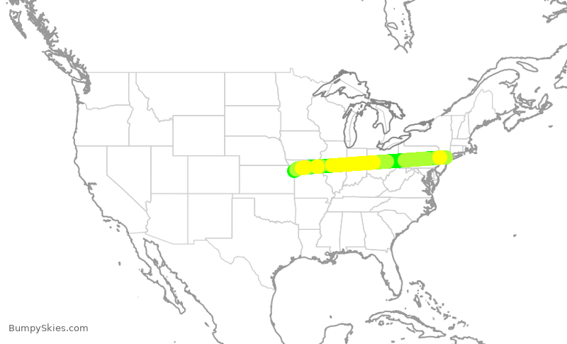 Turbulence forecast map for SWA2928, LGA to MCI