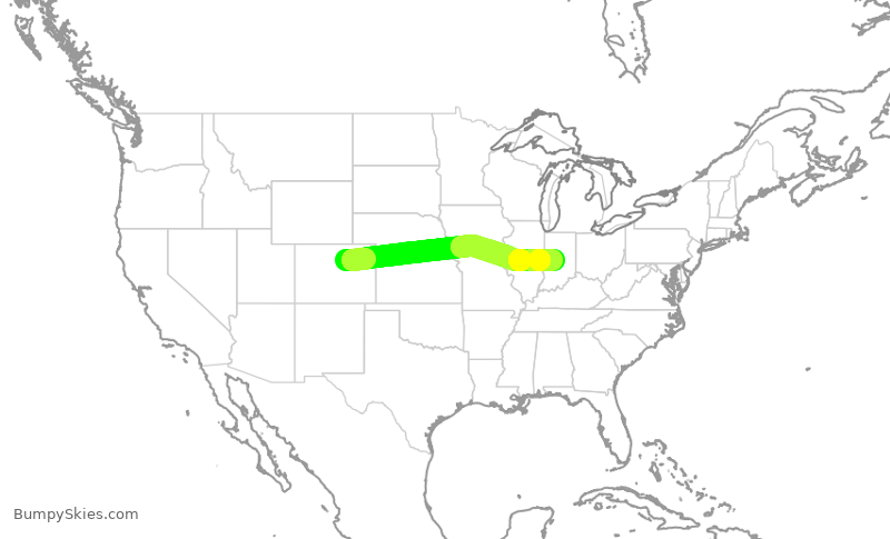 Turbulence forecast map for SWA2930, DEN to IND
