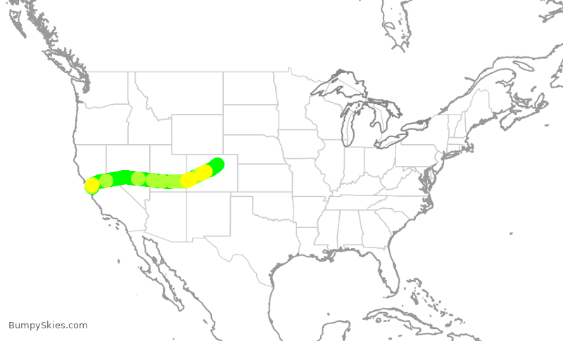 Turbulence forecast map for SWA2933, SJC to DEN