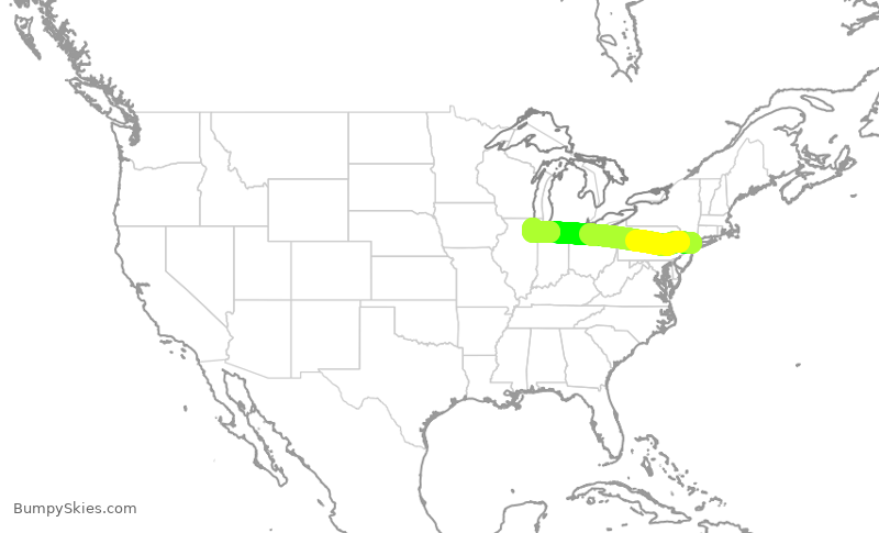 Turbulence forecast map for SWA2935, LGA to MDW