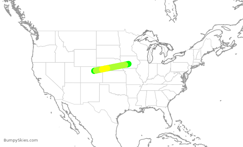 Turbulence forecast map for SWA2940, DEN to DSM