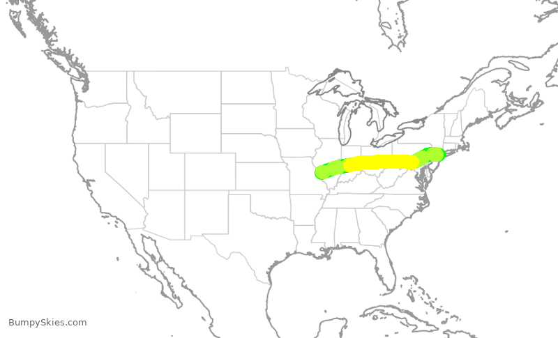 Turbulence forecast map for SWA2940, LGA to STL