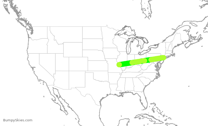 Turbulence forecast map for SWA2942, LGA to STL