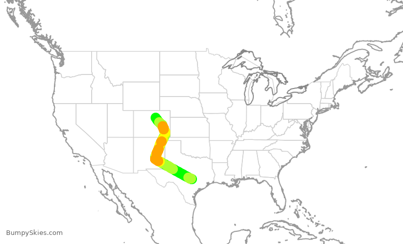 Turbulence forecast map for SWA294, AUS to DEN