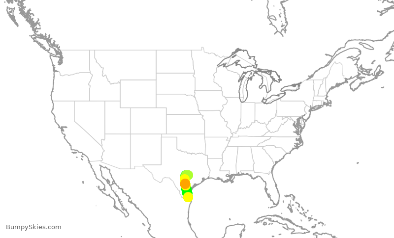Turbulence forecast map for SWA294, HRL to AUS