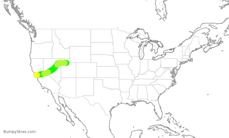 Turbulence forecast map for SWA2951, SLC to OAK