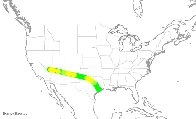 Turbulence forecast map for SWA2967, LAS to HOU