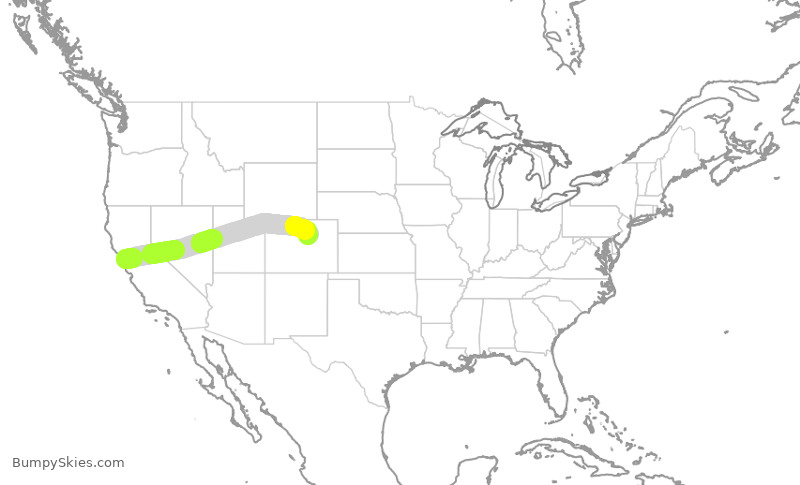 Turbulence forecast map for SWA2967, OAK to DEN