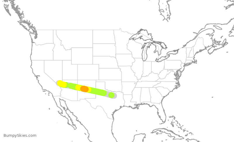 Turbulence forecast map for SWA296, DAL to LAS