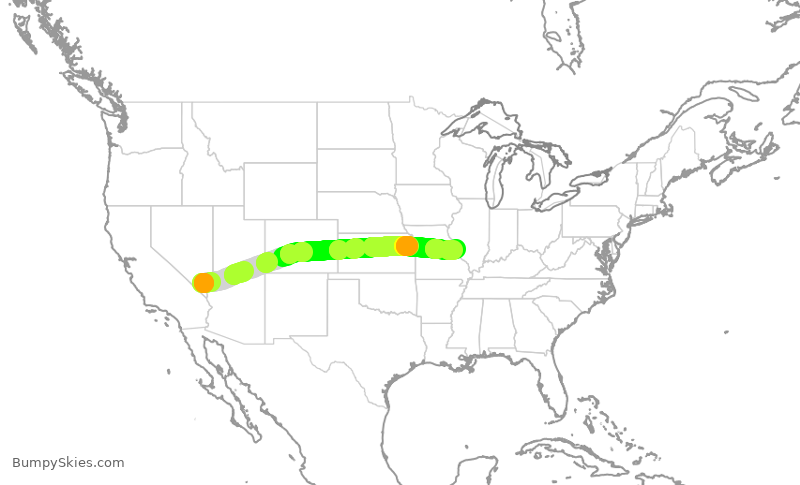 Turbulence forecast map for SWA2977, LAS to STL
