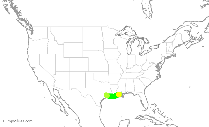 Turbulence forecast map for SWA2979, MSY to HOU