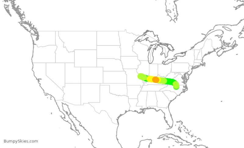 Turbulence forecast map for SWA297, STL to RDU