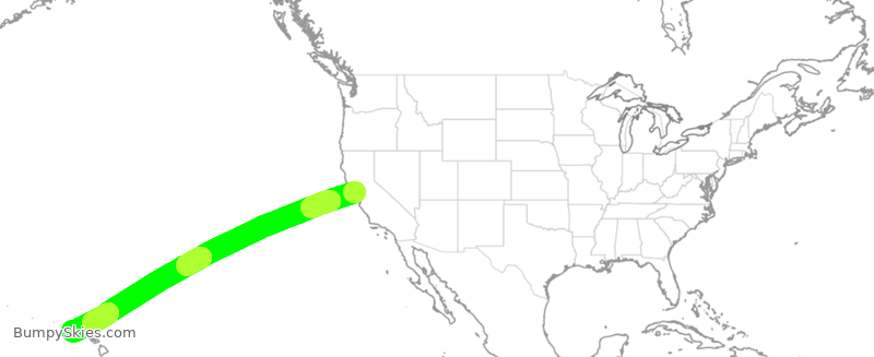 Turbulence forecast map for SWA2985, OAK to LIH