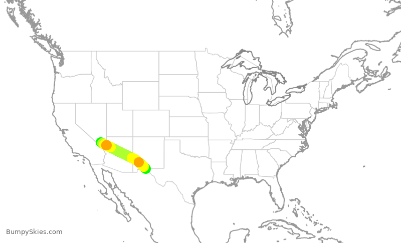 Turbulence forecast map for SWA2988, LAS to ELP