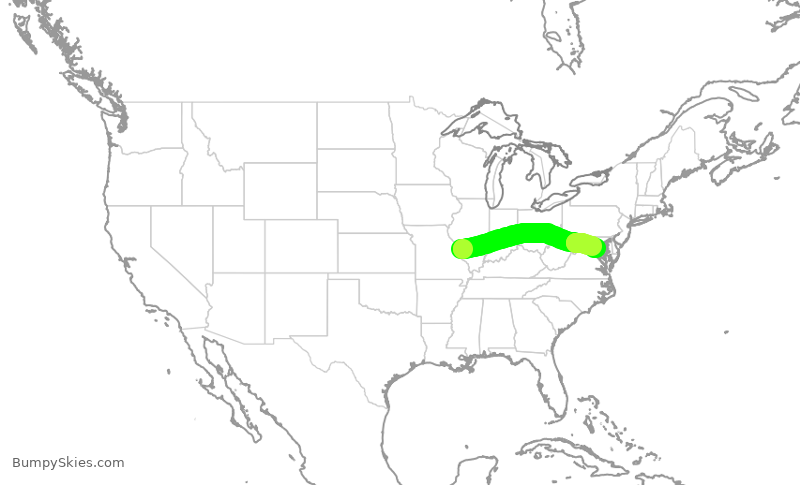 Turbulence forecast map for SWA2999, STL to DCA