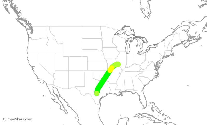 Turbulence forecast map for SWA3001, SAT to STL