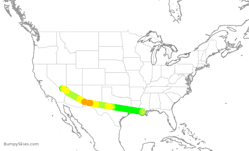 Turbulence forecast map for SWA3003, MSY to LAS