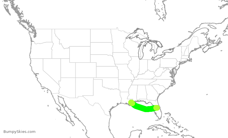 Turbulence forecast map for SWA3004, MCO to MSY