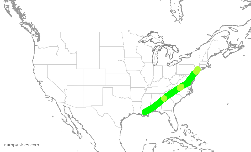 Turbulence forecast map for SWA3008, MSY to LGA