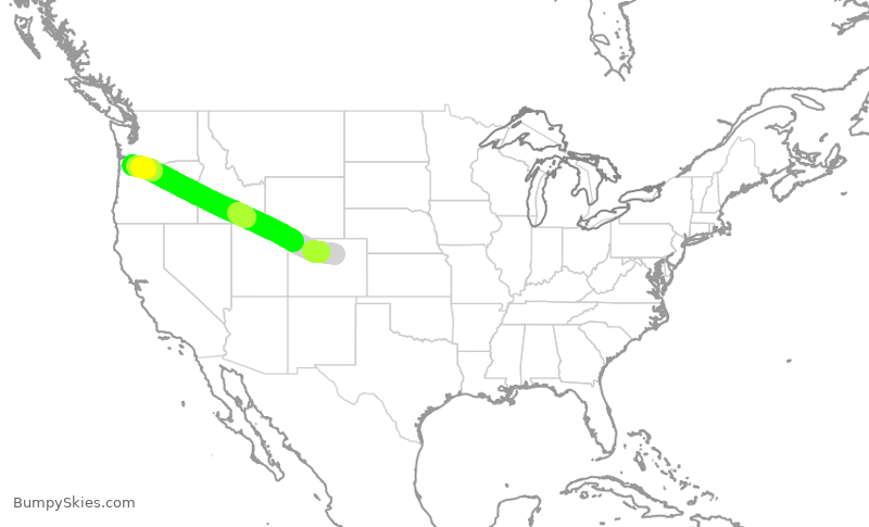 Turbulence forecast map for SWA300, DEN to PDX