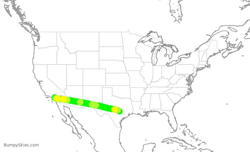 Turbulence forecast map for SWA300, ONT to AUS