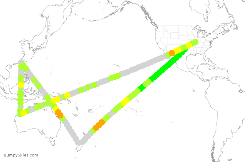 Turbulence forecast map for SWA3012, IND to DAL