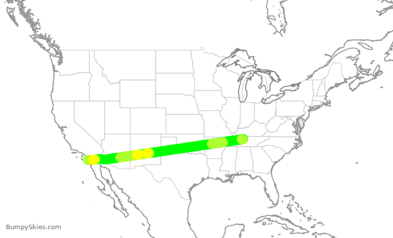 Turbulence forecast map for SWA3017, BNA to SAN